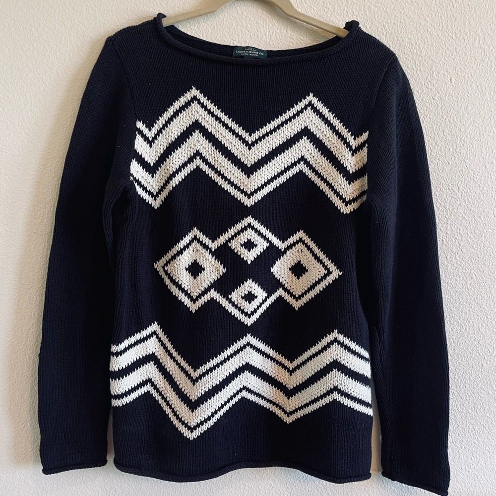 RALPH LAUREN Western Southwestern Sweater Cotton Blend Woman’s XL NWOT RARE!